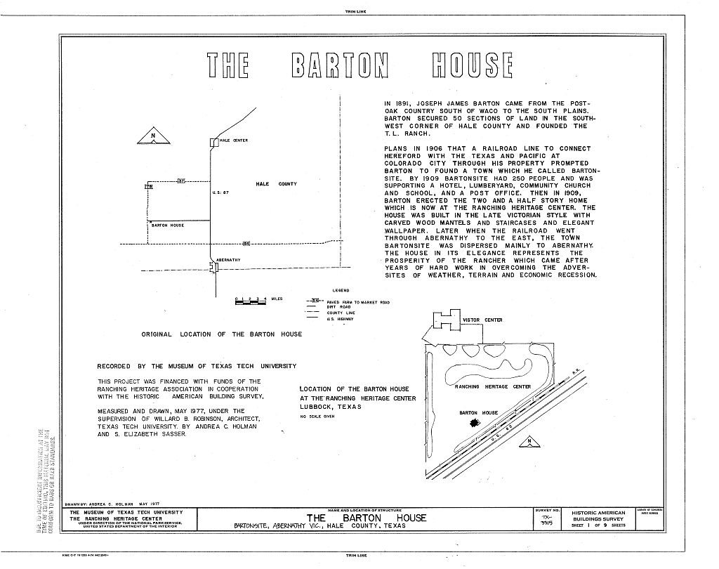Joseph J. Barton House, National Ranching Heritage Center (moved from Abernathy vicinity, TX), Lubbock, Lubbock County,…