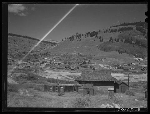 Untitled photo, possibly related to: Old station on narrow gauge railroad in ghost mining town. Silver Plume, Colorado