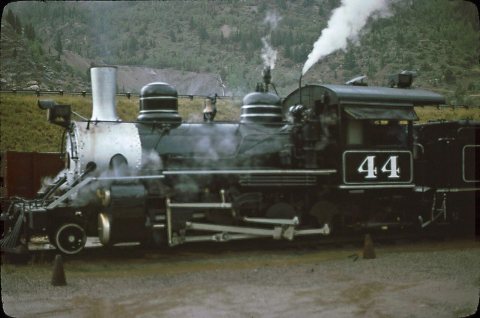 Steam locomotive at Silver Plume in 1977