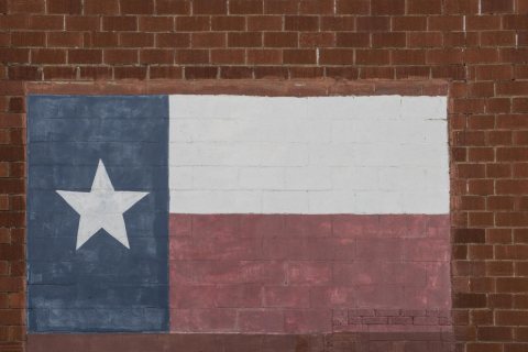 Likeness of the Texas Lone Star state flag, painted on the bricks of a building