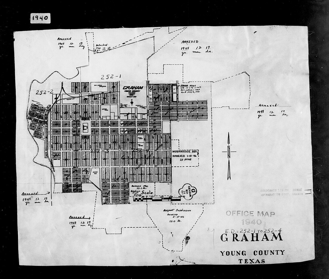 1940 Census Enumeration District Maps - Texas - Young County - Graham - ED 252-1, ED 252-2, ED 252-3, ED 252-4