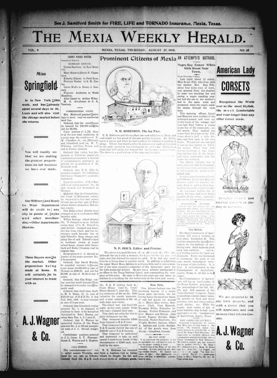 The Mexia Weekly Herald (Mexia, Tex.), Vol. 9, No. 35, Ed. 1 Thursday, August 27, 1908 - DPLA - 2fc4e4be99450d798c24d81…