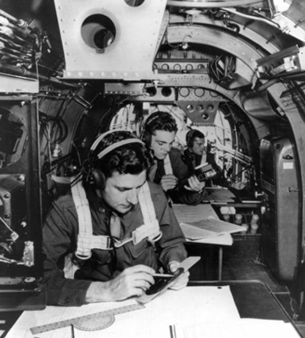 Hondo Army Airfield Students learning navigation training on a AT-11 Kansan - 1944