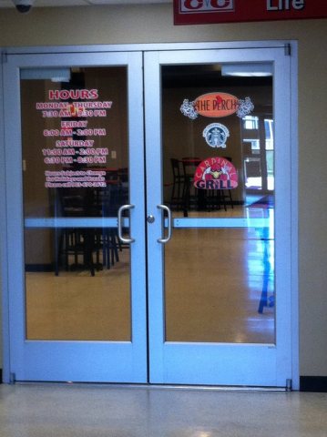Entrance to 'Cardinal Grill' located in the Student union