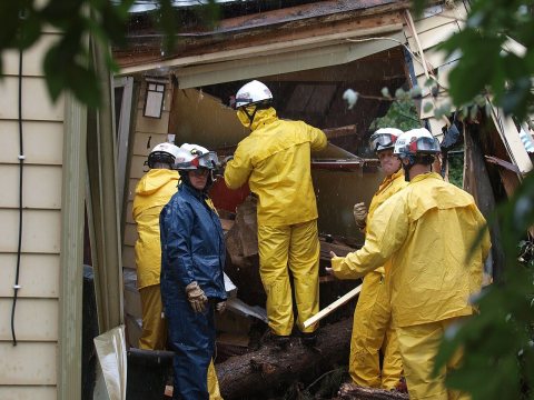 Nebraska Task Force 1 conducts search and rescue operations in Jamestown, Colorado building