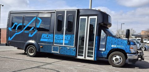 Bustang Outrider parked in Edgewater, CO 2026-03-22