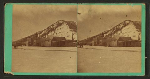 View of log houses in Rico, Dolores Co