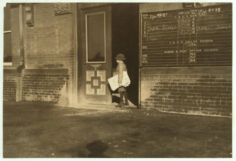 Beaumont is overrun with little newsies. This boy, Vincent Serio, eight years old, is up at 5-00 A.M. daily. 'Have sold…