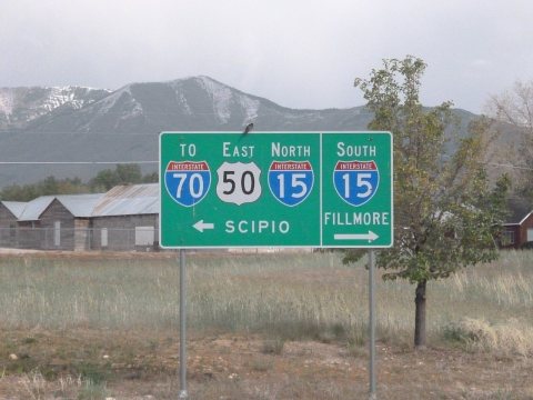 Interstates and US 50 directional sign in