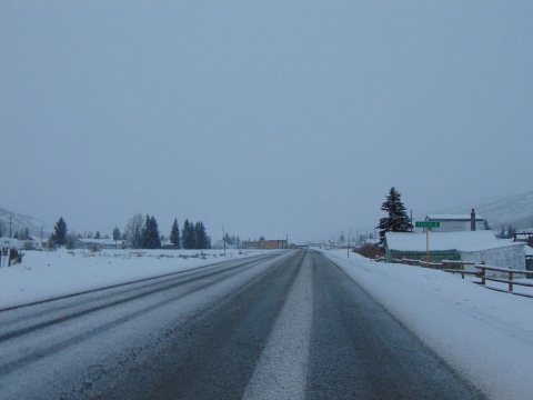 North on SR-96 entering Scofield, Utah, Dec 16