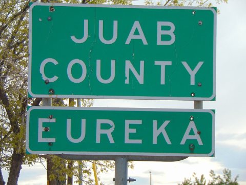 Juab County and Eureka, Utah signs on US-6, May 16