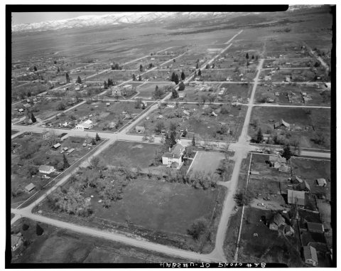 Historic American Buildings Survey, P. Kent Fairbanks, Photographer Spring, 1968 LOW AERIAL VIEW FROM SOUTHWEST. - Spri…