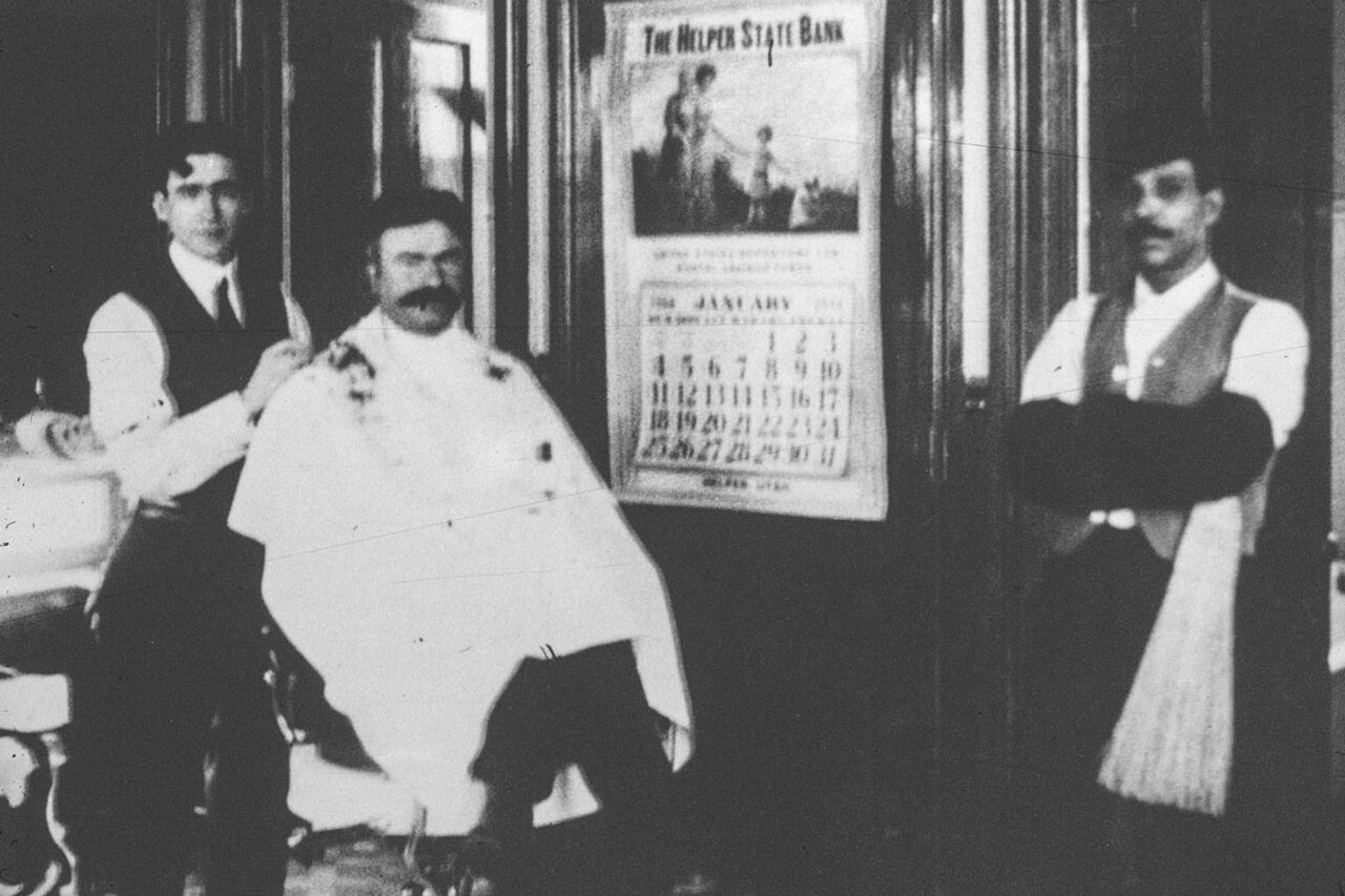 Men in a barber shop at