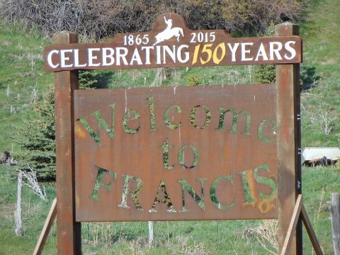 Francis, Utah welcome sign on SR-32, Apr 16