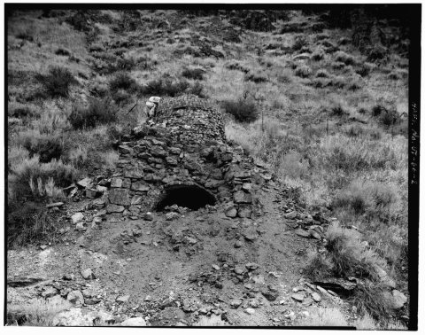 VIEW OF KILN, LOOKING EAST - Mantua Lime Kiln, One mile north of Mantua, Mantua, Box Elder County, UT