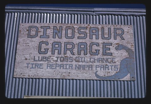 Dinosaur Garage sign