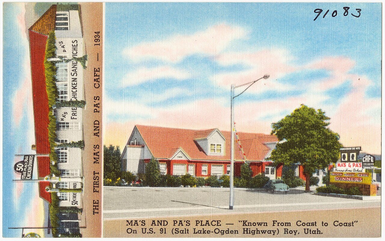 Ma's and Pa's Place -- Known from coast to coast, on U.S. 91 (Salt Lake - Ogden Highway), Roy, Utah. The first Ma's and…