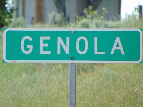 Genola city sign on US-6 in Utah, May 16