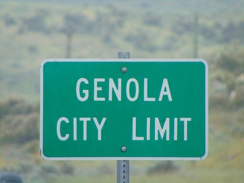 Genola City Limit sign on SR-141, Jun 16