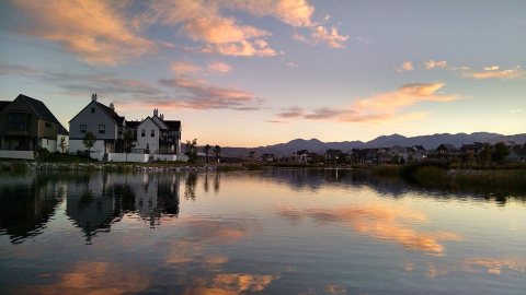 Sunset Over Oquirrh Lake In Daybreak Utah