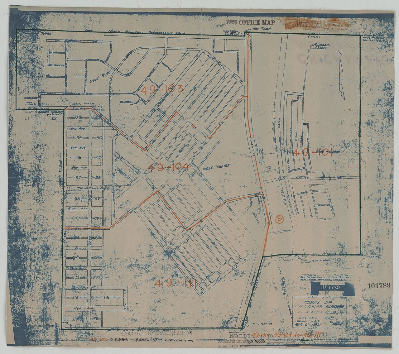 1950 Census Enumeration District Maps - Alabama - Mobile County - Chickasaw - ED AL 49-101 to 104, 49-111
