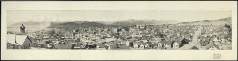 Panoramic view of Leadville in 1912, looking west. Behind the town and across the intervening valley of Arkansas River …