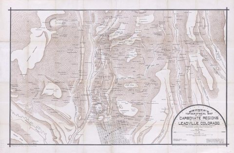 Bœhmer's topographical map of the carbonate regions in the vicinity of Leadville, Colorado - showing location of mines …