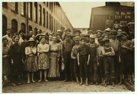 Some of the youngsters working in the spinning rooms of the Washington Cotton Mills