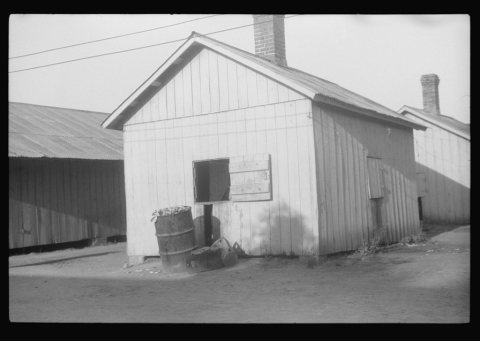 A cookhouse in the barracks for migratory workers at Webster Canning Company