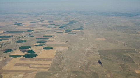 Aerial views of drought affected Colorado farm land
