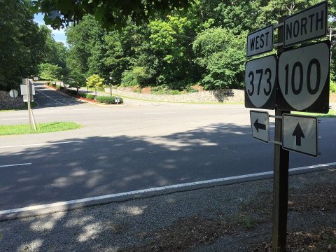 2017-06-13 10 33 08 View west along Virginia State Route 373 (College Drive) at Virginia State Route 100 (Cleburne Boul…