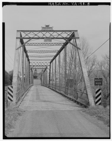 EAST PORTAL AND DECK, VIEW WEST - Mount Meridian Bridge, Spanning Middle River at State Route 769
