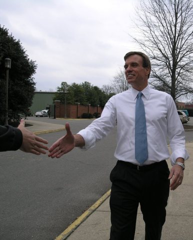 Warner greets folks on Main Street