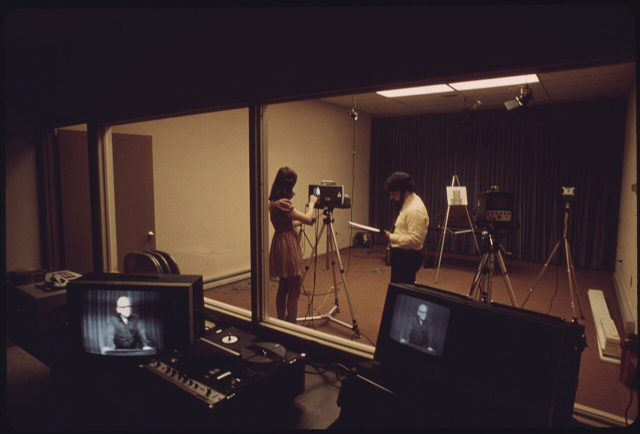 MODERN TELEVISION STUDIO OWNED BY THE ISLAND CREEK COAL COMPANY NEAR RICHLANDS, VIRGINIA, WHICH IS USED IN TRAINING... …