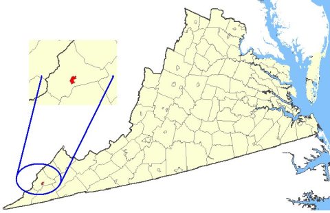 Map showing Norton city, Virginia