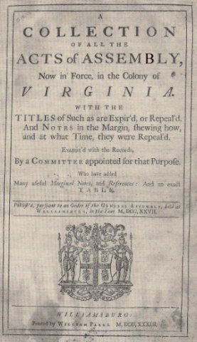 1733 Virginia Laws