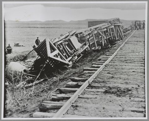 Derailed train