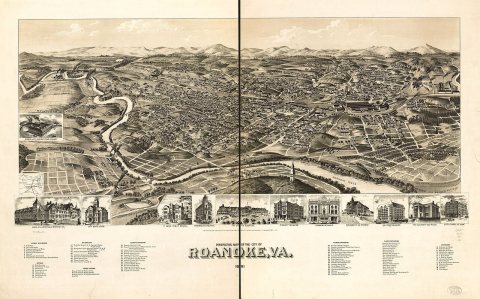 Perspective map of the city of Roanoke, Va. 1891