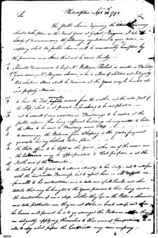 Josiah Fox to the Secretary of War, proposed Gosport Navy Yard regulations dated 24 September 1795 p 1