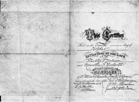 Marriage certificate of Franklin and Martha Nickerson, of St. John, Washington, 1875 - DPLA - d89065373561c9f3275e2ccbb…