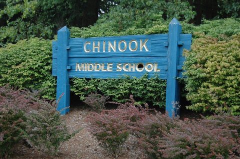 Sign from old Chinook Middle School, Bellevue, WA