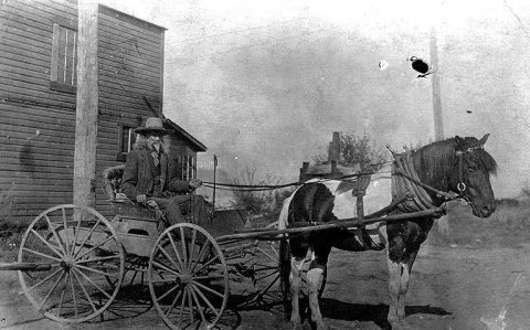 Horse-drawn wagon, Langley, Washington, 1921