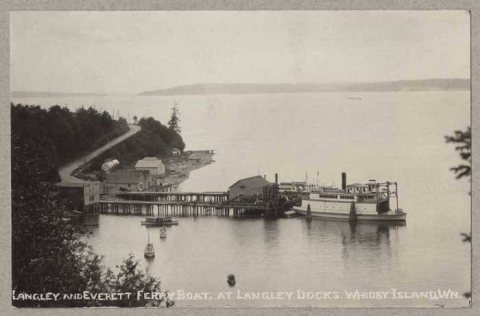 Langley and Everett ferry boat at Langley docks, Whidby Island, Washington, ca. 1926
