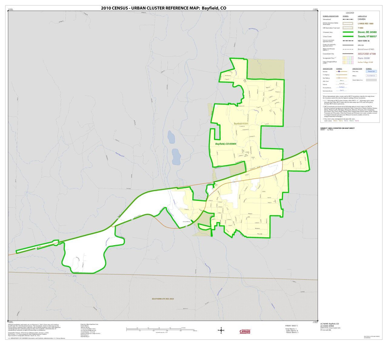 2010 Census Urban Cluster Reference Map for