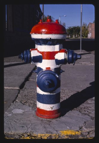 Barber pole, (fire hydrant), Wapato Avenue