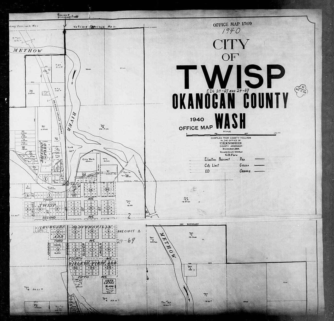 1940 Census Enumeration District Maps - Washington - Okanogan County - Twisp - ED 24-67, ED 24-69