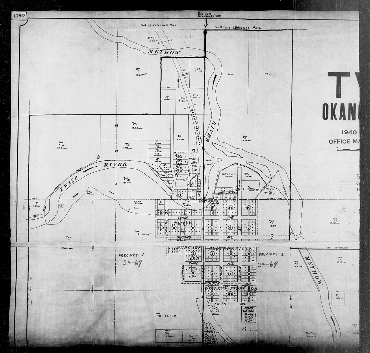 1940 Census Enumeration District Maps - Washington - Okanogan County - Twisp - ED 24-67, ED 24-69
