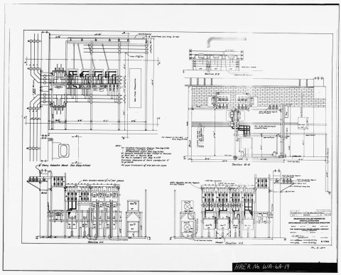 PLAN AND SECTION DRAWINGS OF ELECTRICAL SWITCH GEAR, BUSES AND OTHER EQUIPMENT, AS INSTALLED IN POWERHOUSE Switchboard …