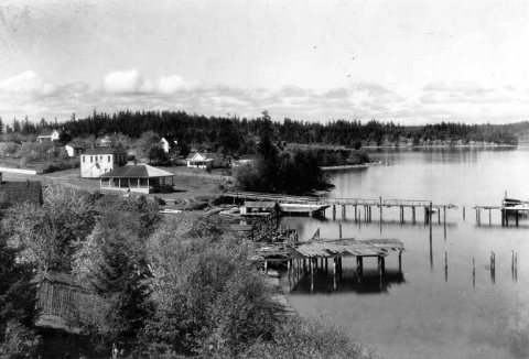 Buildings and docks at Steilacoom waterfront, April 28, 1898