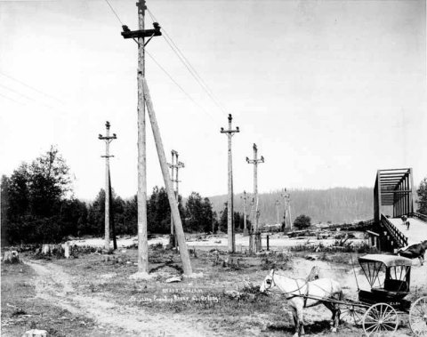 Transmission lines crossing the river at Orting, June 13, 1904